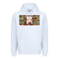 White Heifer With Sunflower And Serape Premium Hoodie - RanaPortraitStore