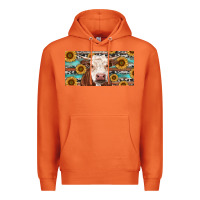 Carrot Heifer With Sunflower And Serape Premium Hoodie - RanaPortraitStore