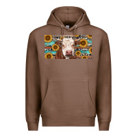 Chestnut Heifer With Sunflower And Serape Premium Hoodie - RanaPortraitStore