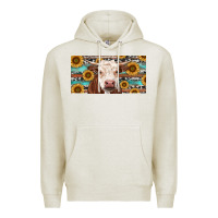 Oatmeal Heather Heifer With Sunflower And Serape Premium Hoodie - RanaPortraitStore