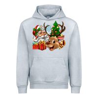 Heather Grey santa and reindeer Urban Hoodie - Zillion Design Studio