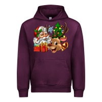 Mauve Wine santa and reindeer Urban Hoodie - Zillion Design Studio