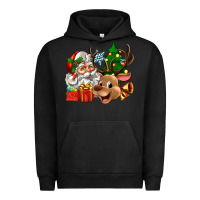 Pigment Black santa and reindeer Urban Hoodie - Zillion Design Studio