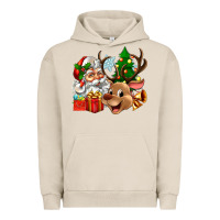 Pigment French Oak santa and reindeer Urban Hoodie - Zillion Design Studio