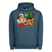 Pigment Midnight Navy santa and reindeer Urban Hoodie - Zillion Design Studio