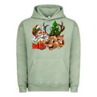 Pigment Oil Green santa and reindeer Urban Hoodie - Zillion Design Studio