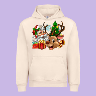 Santa And Reindeer Urban Hoodie Designed By Zillion Design Studio