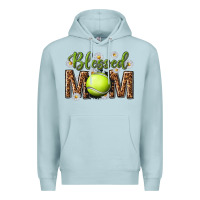 Blue Mist blessed mom with tennis and daisy Premium Hoodie - texasbilliewilder