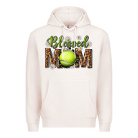 Pale Pink blessed mom with tennis and daisy Premium Hoodie - texasbilliewilder
