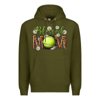 Army Green blessed mom with tennis and daisy Premium Hoodie - texasbilliewilder