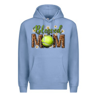 Colony Blue blessed mom with tennis and daisy Premium Hoodie - texasbilliewilder