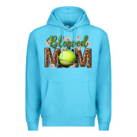Ocean Blue blessed mom with tennis and daisy Premium Hoodie - texasbilliewilder