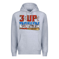 Heather Grey 3 up 3 down baseball Premium Hoodie - texasbilliewilder