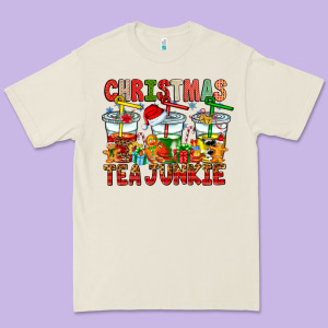 Christmas Tea Junkie Premium Tee Designed By Cowhidedigitalart