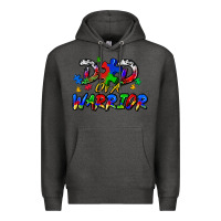 Charcoal Heather dad of a warrior Premium Hoodie - Zillion Design Studio
