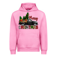 Fuchsia Pink merry christmas with black truck Urban Hoodie - Zillion Design Studio