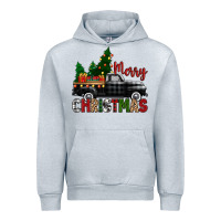 Heather Grey merry christmas with black truck Urban Hoodie - Zillion Design Studio
