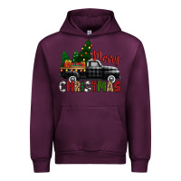Mauve Wine merry christmas with black truck Urban Hoodie - Zillion Design Studio