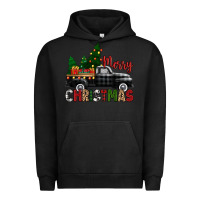 Pigment Black merry christmas with black truck Urban Hoodie - Zillion Design Studio