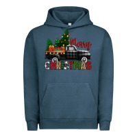 Pigment Midnight Navy merry christmas with black truck Urban Hoodie - Zillion Design Studio