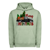 Pigment Oil Green merry christmas with black truck Urban Hoodie - Zillion Design Studio
