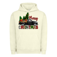 Pigment Pistachio merry christmas with black truck Urban Hoodie - Zillion Design Studio