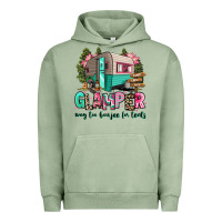 Pigment Oil Green glamper way too boujee for tents 2 Urban Hoodie - RanaPortraitStore