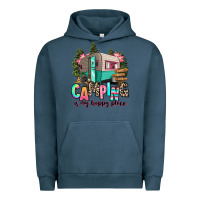 Pigment Midnight Navy camping is my happy place Urban Hoodie - RanaPortraitStore