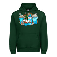 Foreset Green winter snowman coffee cups Urban Hoodie - Zillion Design Studio