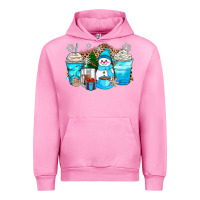 Fuchsia Pink winter snowman coffee cups Urban Hoodie - Zillion Design Studio