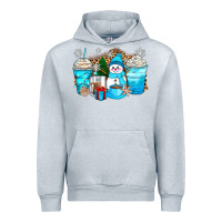 Heather Grey winter snowman coffee cups Urban Hoodie - Zillion Design Studio
