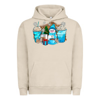 Pigment French Oak winter snowman coffee cups Urban Hoodie - Zillion Design Studio