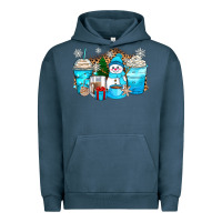 Pigment Midnight Navy winter snowman coffee cups Urban Hoodie - Zillion Design Studio