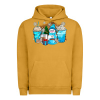 Pigment Peanut Butter winter snowman coffee cups Urban Hoodie - Zillion Design Studio