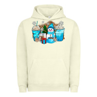 Pigment Pistachio winter snowman coffee cups Urban Hoodie - Zillion Design Studio