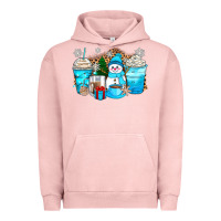 Pigment Salmon winter snowman coffee cups Urban Hoodie - Zillion Design Studio