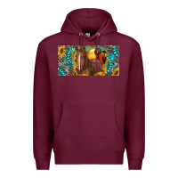Burgundy horse and desert with sunflowers gemstone Premium Hoodie - RanaPortraitStore