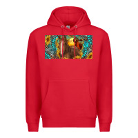 Red horse and desert with sunflowers gemstone Premium Hoodie - RanaPortraitStore