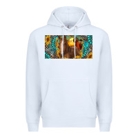 White horse and desert with sunflowers gemstone Premium Hoodie - RanaPortraitStore