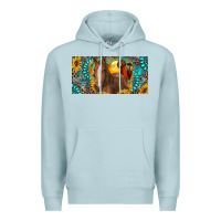 Blue Mist horse and desert with sunflowers gemstone Premium Hoodie - RanaPortraitStore