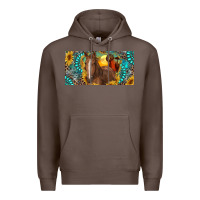 Coffee horse and desert with sunflowers gemstone Premium Hoodie - RanaPortraitStore