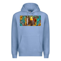 Colony Blue horse and desert with sunflowers gemstone Premium Hoodie - RanaPortraitStore