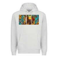 Dove Grey horse and desert with sunflowers gemstone Premium Hoodie - RanaPortraitStore