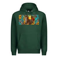 Sports Green horse and desert with sunflowers gemstone Premium Hoodie - RanaPortraitStore