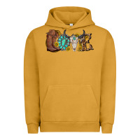 Pigment Peanut Butter western love bull skull with gemstone and sunflowe Urban Hoodie - texasbilliewilder
