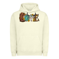 Pigment Pistachio western love bull skull with gemstone and sunflowe Urban Hoodie - texasbilliewilder