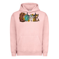 Pigment Salmon western love bull skull with gemstone and sunflowe Urban Hoodie - texasbilliewilder