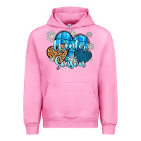 Fuchsia Pink snow hearts winter season Urban Hoodie - Zillion Design Studio