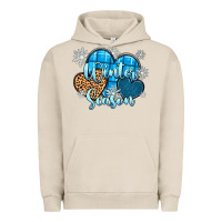 Pigment French Oak snow hearts winter season Urban Hoodie - Zillion Design Studio