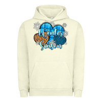 Pigment Pistachio snow hearts winter season Urban Hoodie - Zillion Design Studio